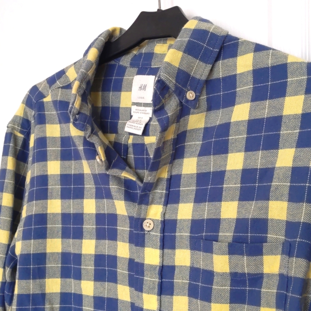 3/$45 H&M LOGG blue and yellow long sleeve mens shirt